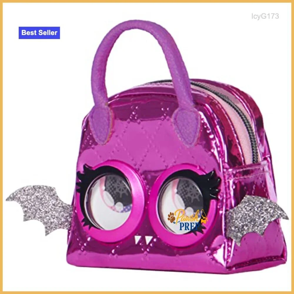 Mini Denim Purse with Eye Roll Feature, Clip-On Accessory for Girls